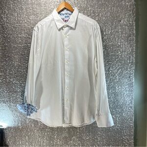 Robert Graham White Dress Shirt Buttoned Down Long Sleeve Classic Fit 3XL Cotton